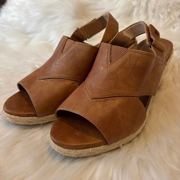 Vionic Zamar Tan Leather Espadrille Wedge Size 10 - Picture 3 of 7